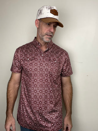 Red Dirt Hat Co. | Short Sleeve Polo | Maroon Floral
