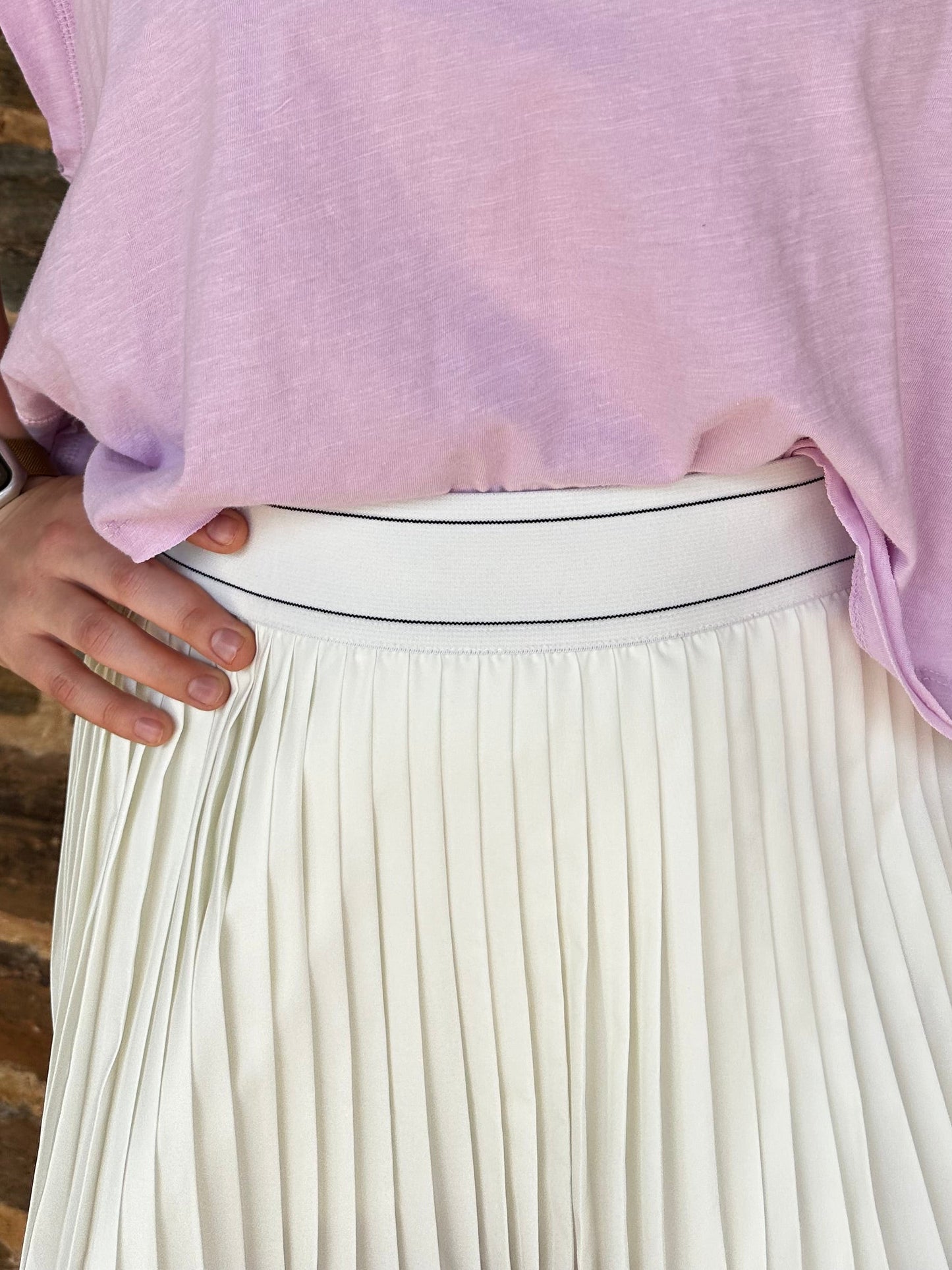 High Waist Mini Pleat Skort | Ivory