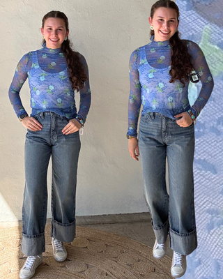 Bloom Mesh Floral Lace Top | Ocean