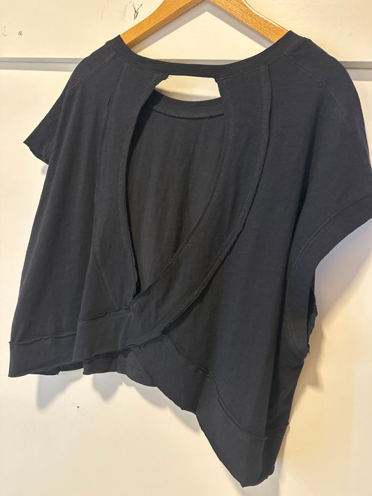 Slub Open Back Tee | Black