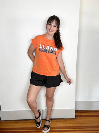 Game Day Crinkle Wash Tee | Llano Yellow Jackets | Orange