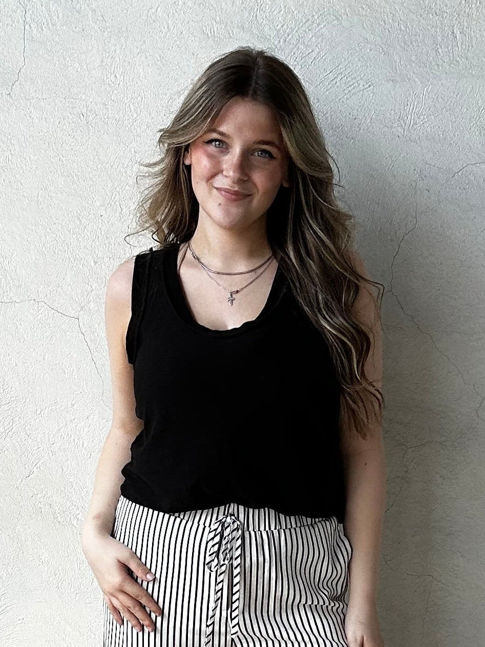 Raw Edge Slub Tank | Black