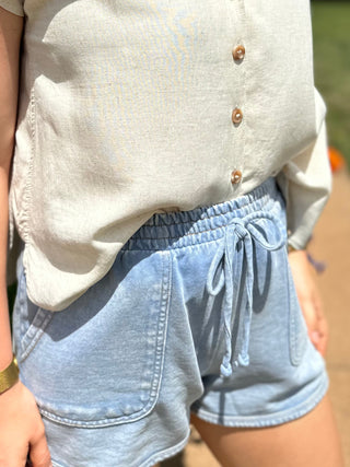 Acid Wash Shorts | Light Blue