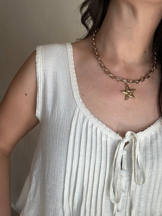 Veronica Laced Trim Top | Oatmeal