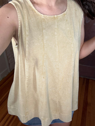 Mineral Washed Sleeveless Top | Dandelion Yellow
