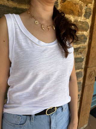 Raw Edge Slub Tank | White