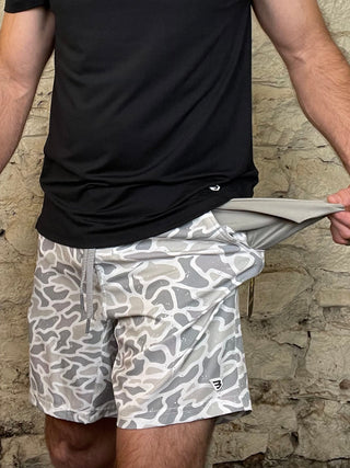 Burlebo | Athletic Shorts | White Camo - Grey Liner 7" The Original
