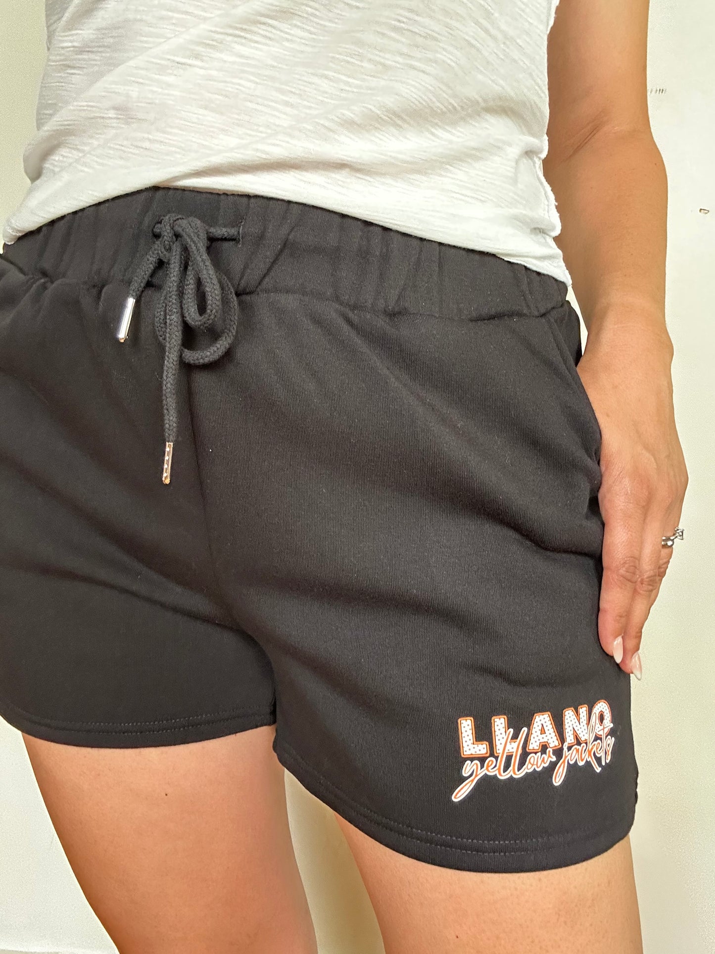 Game Day Fleece Drawstring Shorts | Llano Yellow Jackets | Black