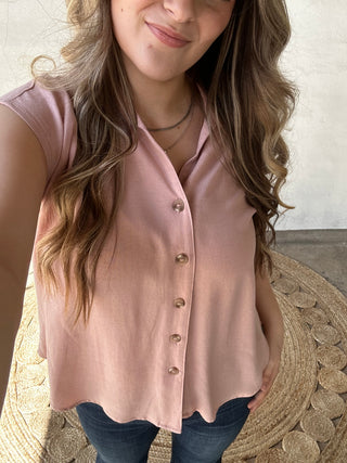 Collared Button Down | Dusty Pink