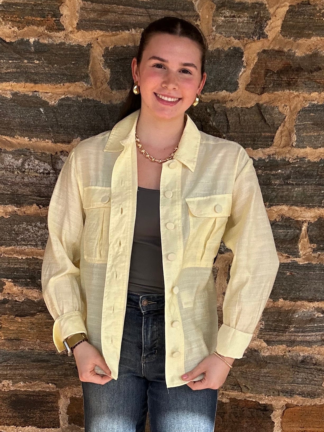 Lola Button Down w/ Collar | Butter Yellow