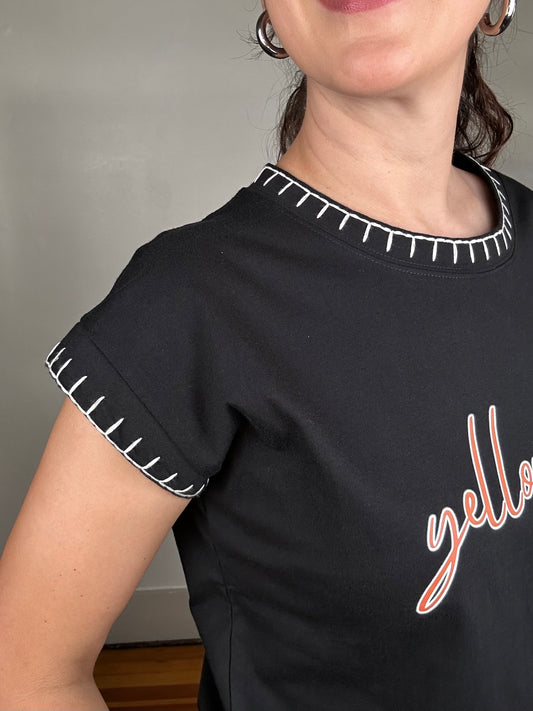Game Day Stitched Edge Tee | Yellow Jackets | Black