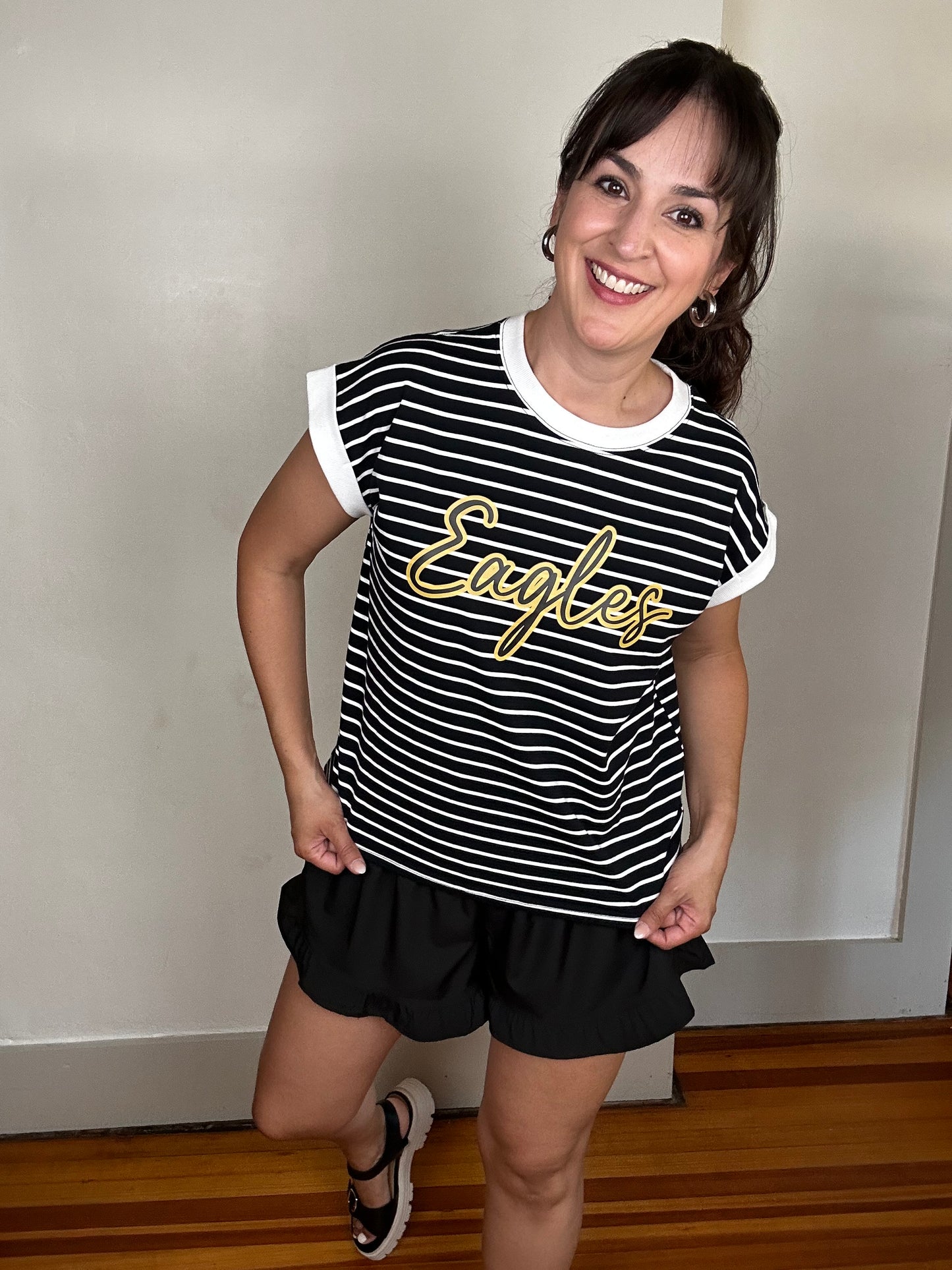 Game Day Stripe Tee | Eagles | Black + White