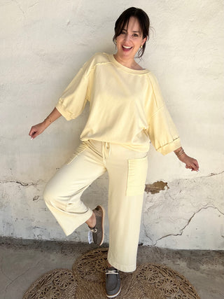 Mineral Washed French Terry Set | Cargo Pant | Lemonilla Yellow