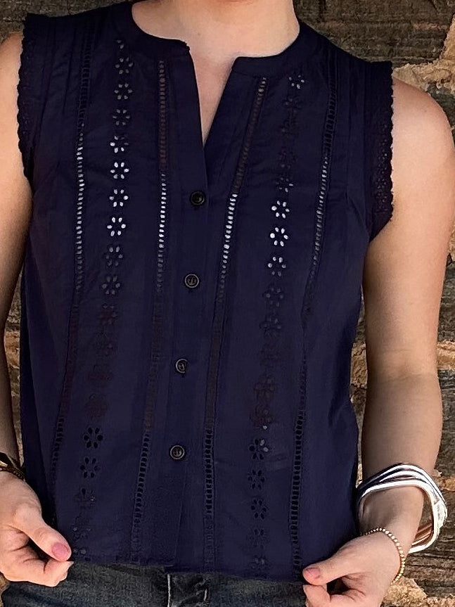 Morgan Sleeveless Top | Navy