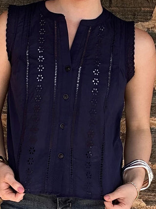 Morgan Sleeveless Top | Navy