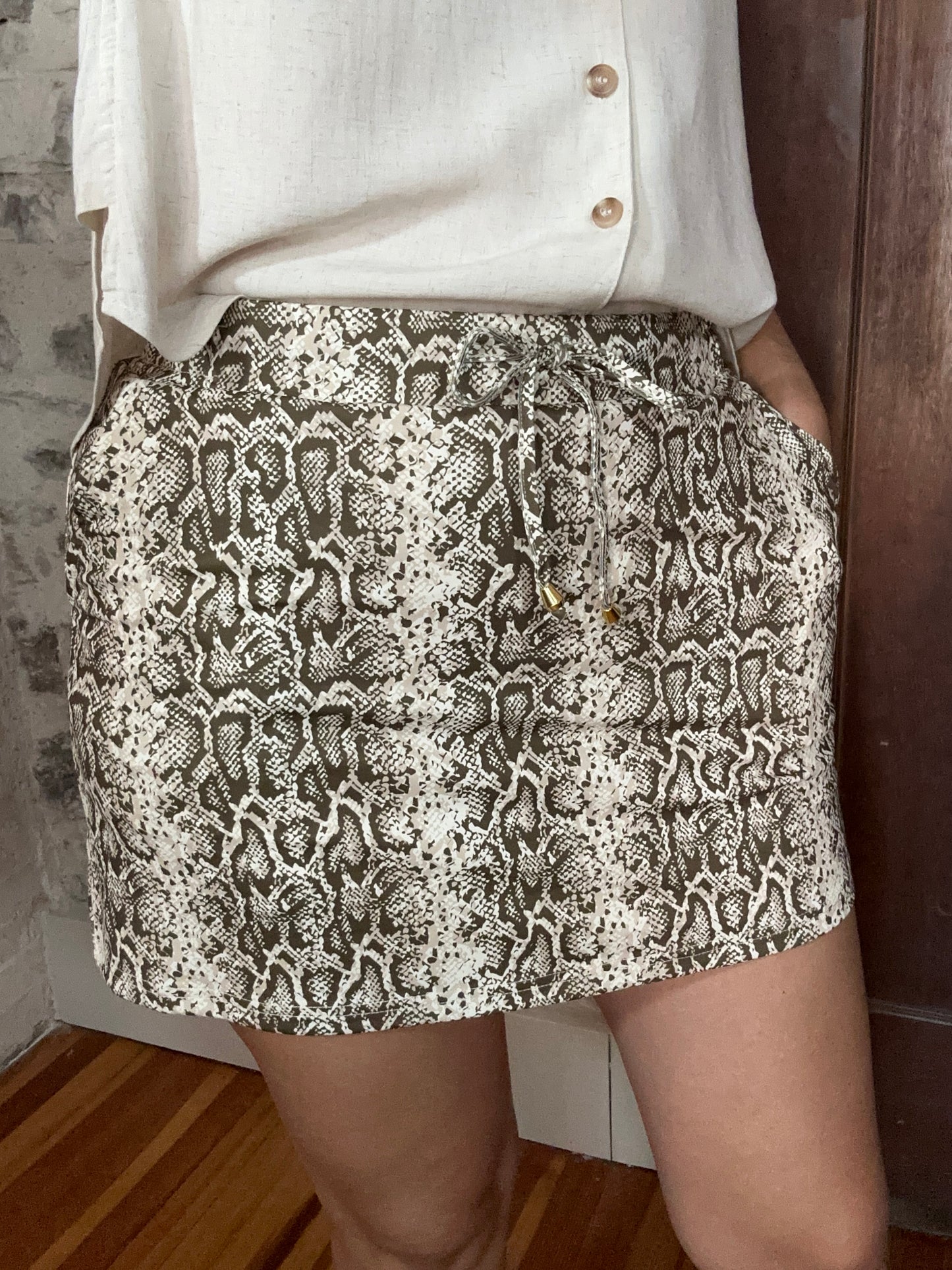 Sylvie Snake Skort | Snake Print | Brown + Beige