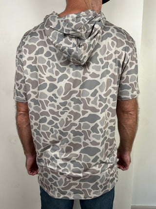 Burlebo | Short Sleeve Performance Hoodie | Classic Deer Camo