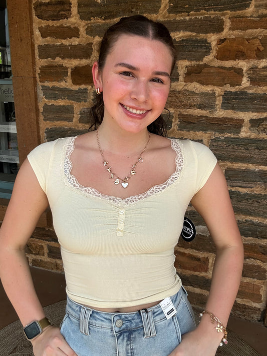 Laced Edge Tee | Butter Yellow