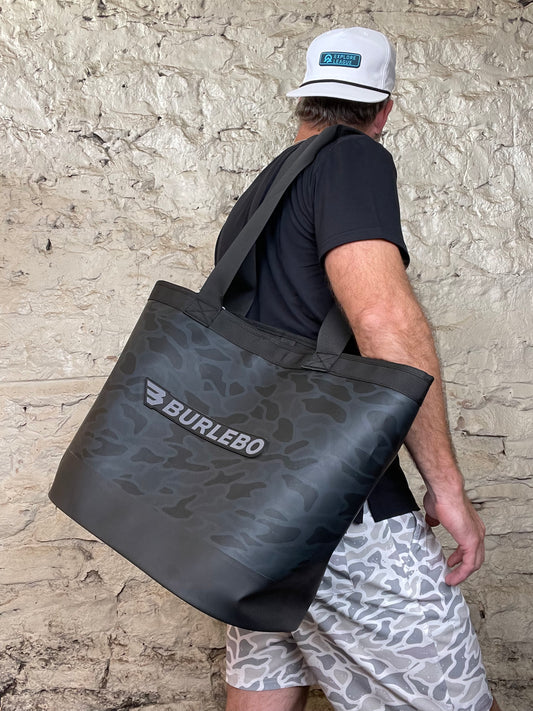 Burlebo | Waterproof Utility Tote | Black Camo
