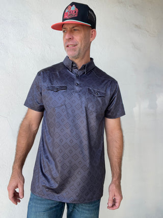 Red Dirt Hat Co. | Short Sleeve Polo | Diamond Stitch - Black