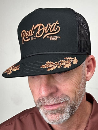 Red Dirt Hat | High Road Rope 5 Panel Cap |  Black + Copper