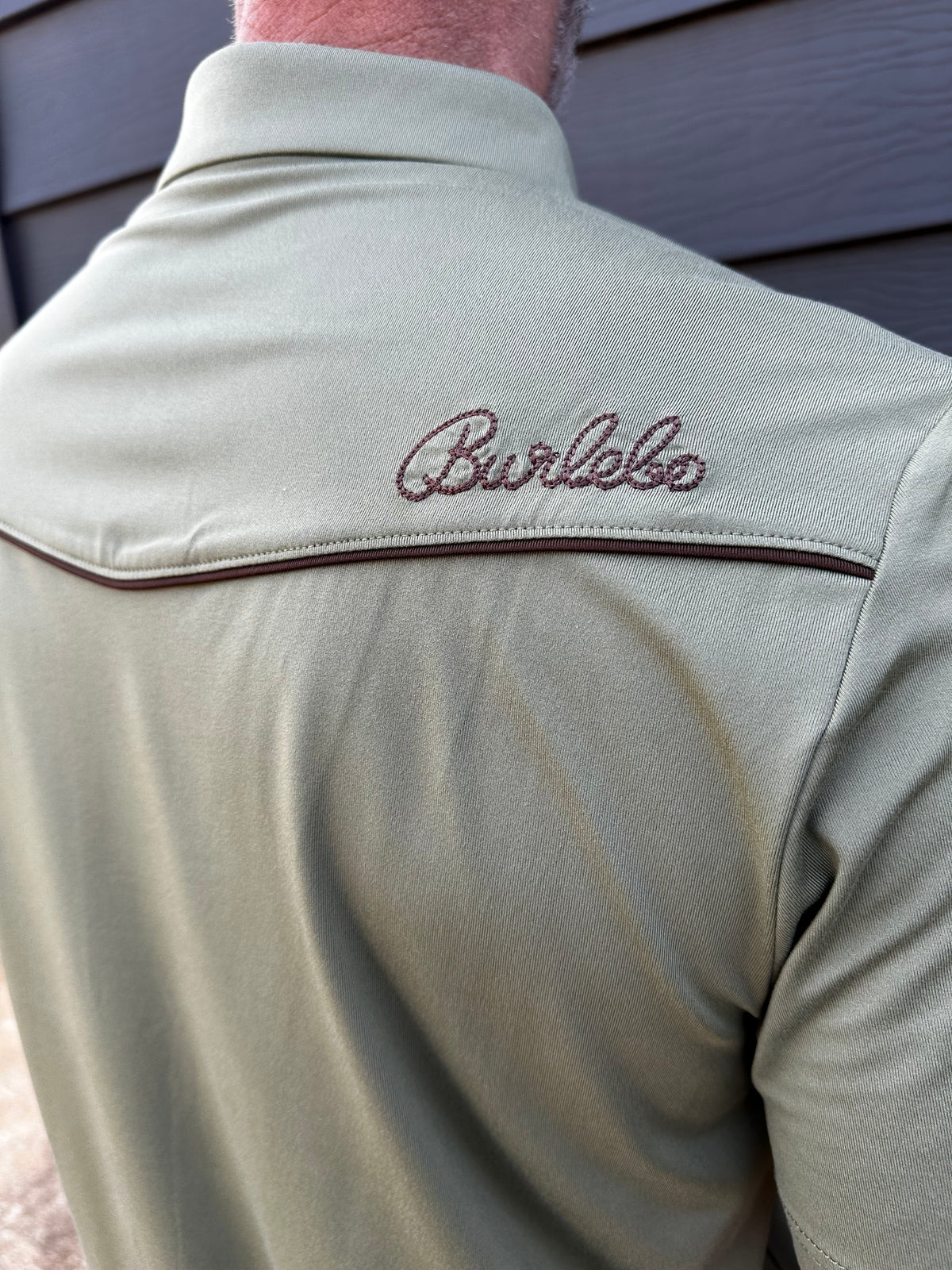 Burlebo | Pearl Snap Performance Polo | Green - Whitetail