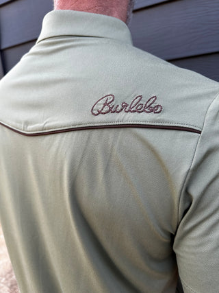 Burlebo | Pearl Snap Performance Polo | Green - Whitetail