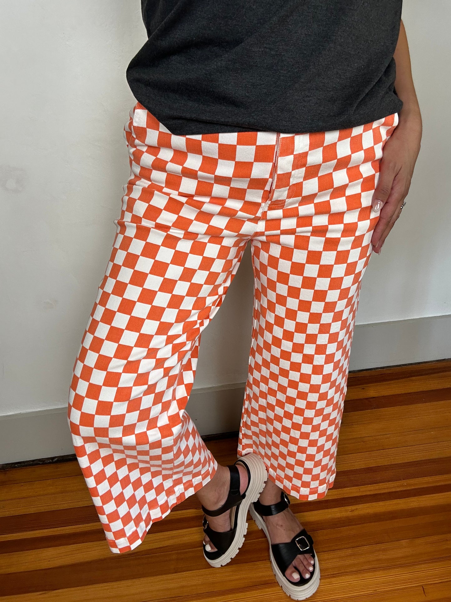 Checkered Game Day Pants | Orange + White