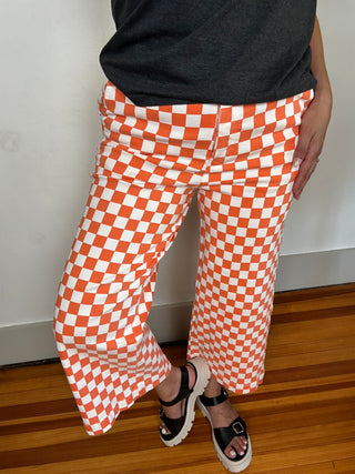 Checkered Game Day Pants | Orange + White