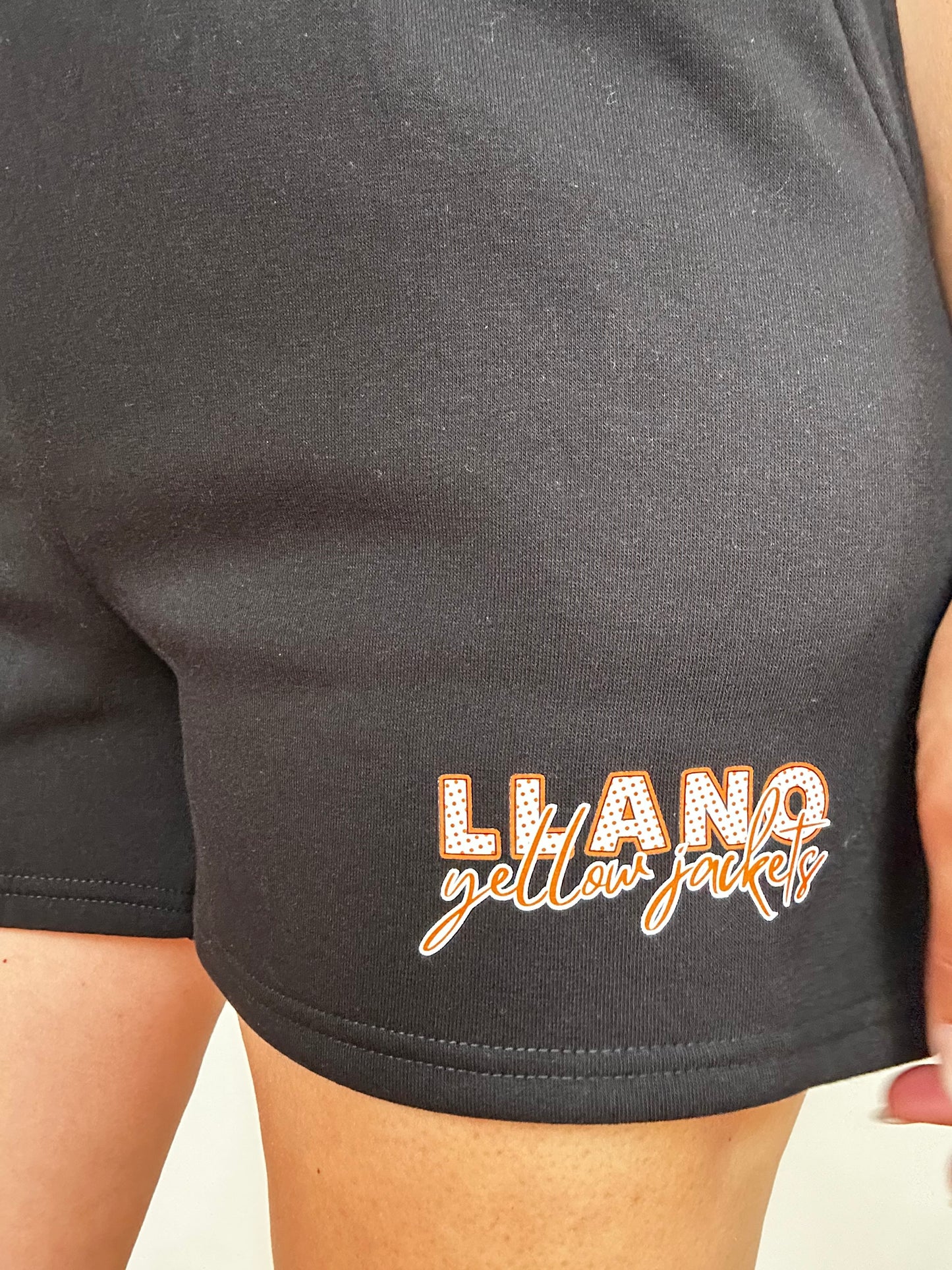 Game Day Fleece Drawstring Shorts | Llano Yellow Jackets | Black