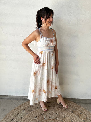 Watercolor Midi Dress | Cream + Multi