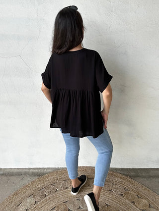 Monica Short Sleeve Top  | Black
