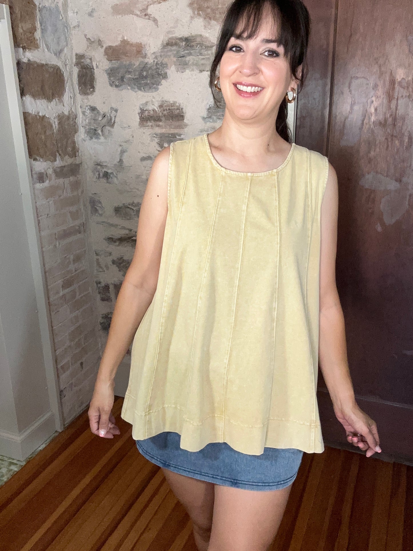 Mineral Washed Sleeveless Top | Dandelion Yellow