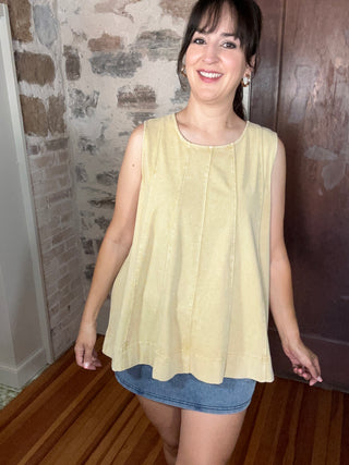 Mineral Washed Sleeveless Top | Dandelion Yellow