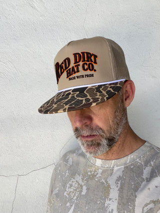 Red Dirt Hat | Old Skool II Cap | Khaki + Camo Bill