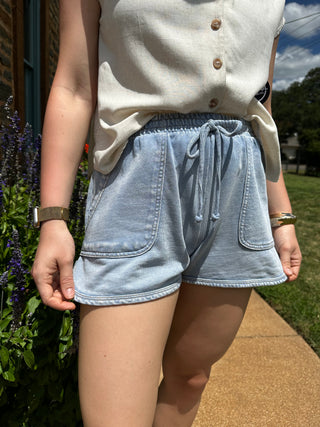 Acid Wash Shorts | Light Blue