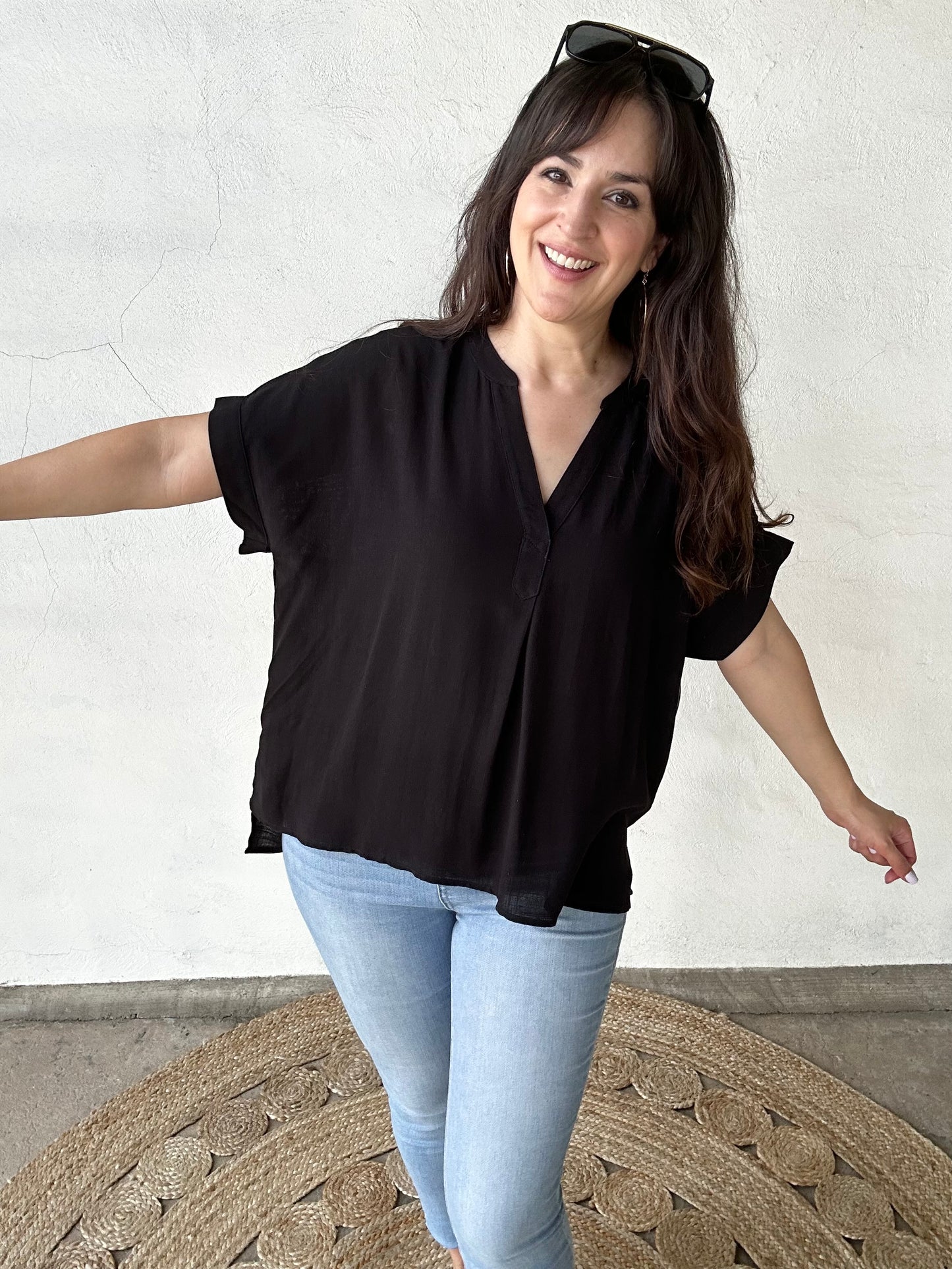 Monica Short Sleeve Top  | Black