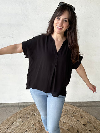 Monica Short Sleeve Top  | Black