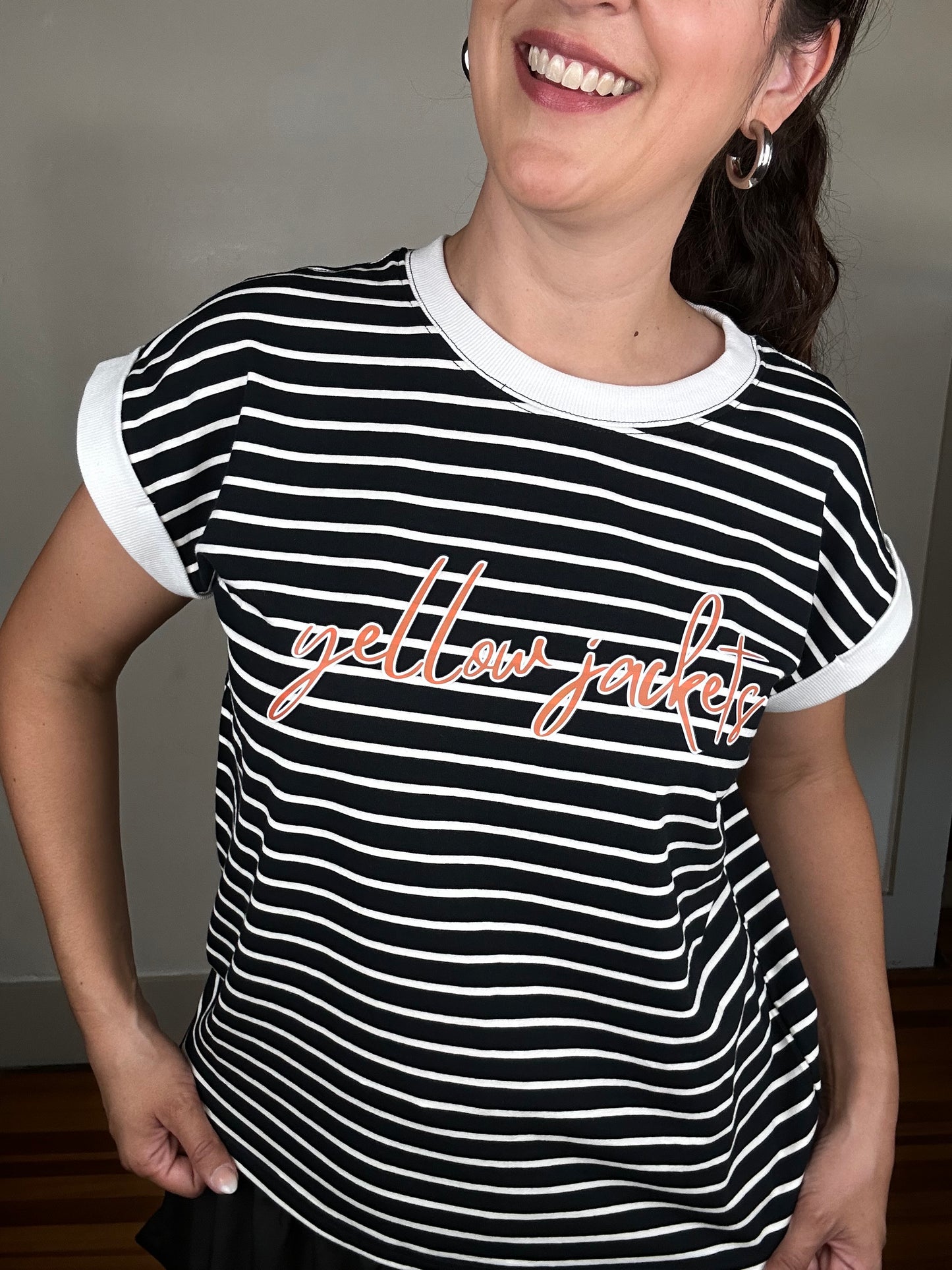 Game Day Stripe Tee | Yellow Jackets | Black + White