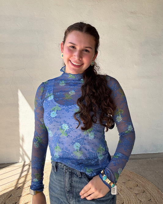 Bloom Mesh Floral Lace Top | Ocean