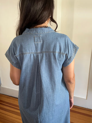 Collared Midi Dress | Light Denim