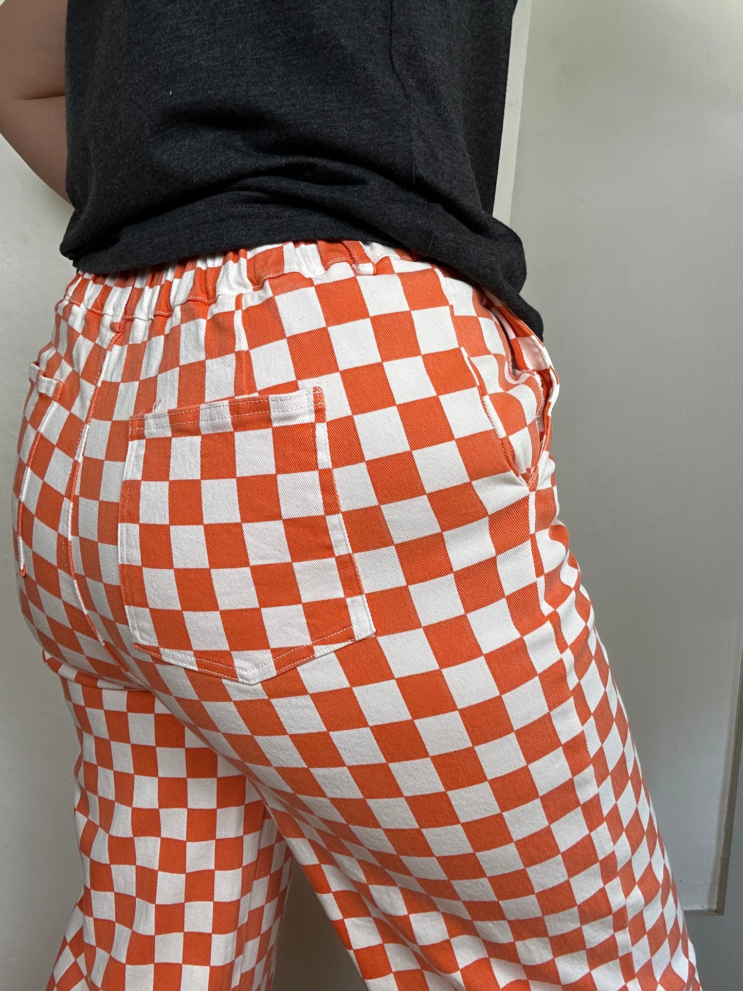 Checkered Game Day Pants | Orange + White