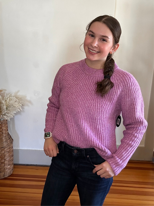 Basic Round Neck Sweater | Light Purple