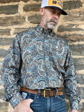 Cinch Mens Print Long Sleeve | Paisley Print | Blue