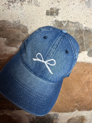 Bow Cap | Denim + White