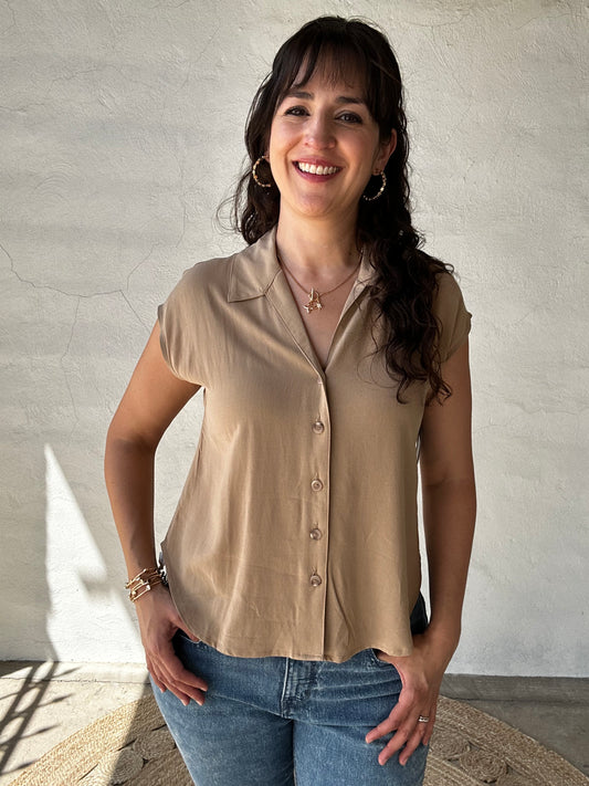 Collared Button Down | Light Brown
