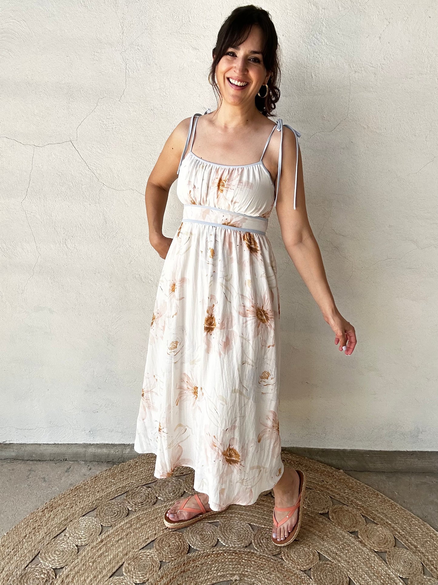 Watercolor Midi Dress | Cream + Multi