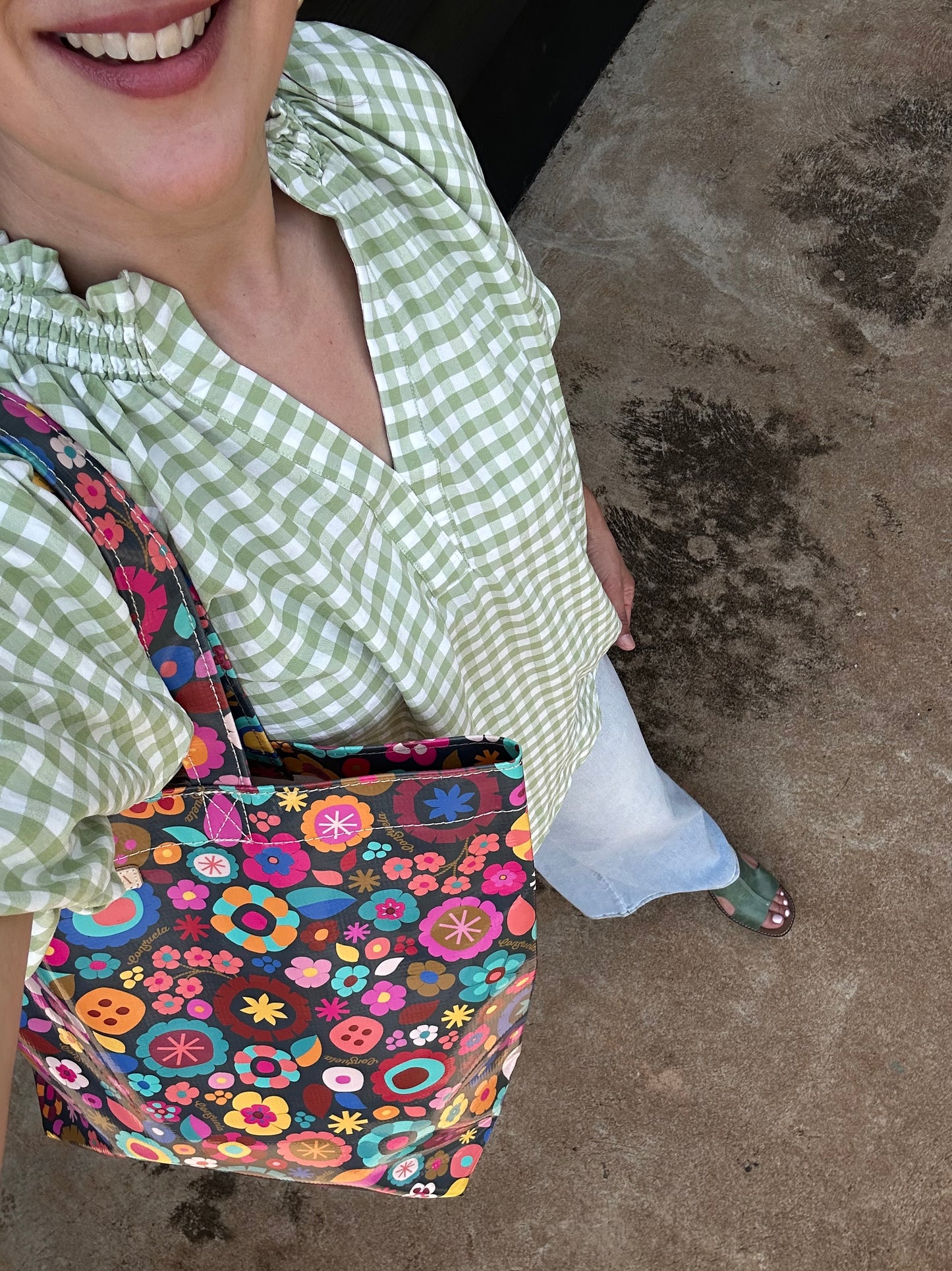 Light Gingham Short Sleeve Top | Sage Green