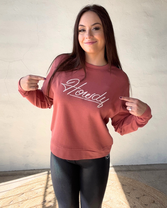 Sendero | Howdy Drop Shoulder Women's Sweatshirt | Mauve