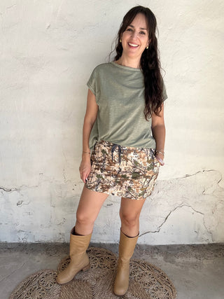 Chloe Camo Skort | Brown + Tan + Olive